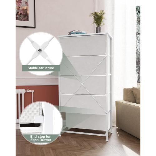 Crestlive Products Tall Dresser for Bedroom Vertical Storage Tower - Wide Fabric Dresser & Chests of Drawers for Closet, Hallway, Entryway w/Wood Top, Easy Pull Fabric Bins - 5 Drawers(White)‼️2 drawers are out of packaging light dirt all hardware may not be included‼️