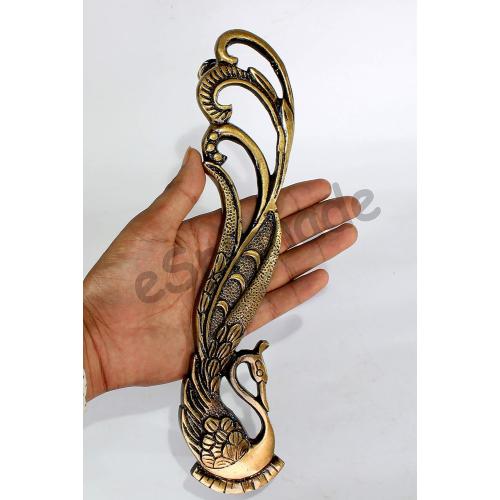 Size 11 Set of 2 eSplanade - 11 Designer Peacock Brass Door Handle Pair (2 pcs) | Home Decor | Door Decor | Pair of Brass Door Handles | Pair of Brass Door Pulls