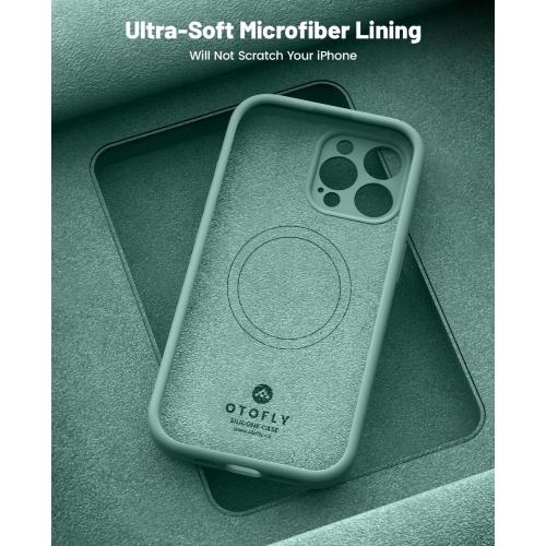 OTOFLY Magnetic for iPhone 15 Pro Max Case Compatible with MagSafe, [Full Camera Protection][Screen Protector] Full-Body Silicone Shockproof Phone Case for iPhone 15 Pro Max 6.7 (Pine Green)