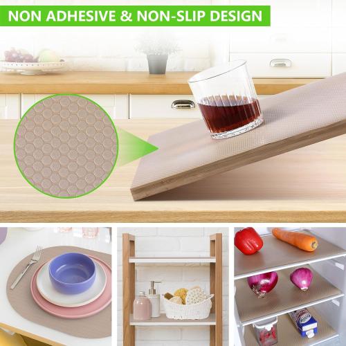 Shelf Liner Non Adhensive,Kitchen Cabinet Drawer Mat Beige 11.8× 59