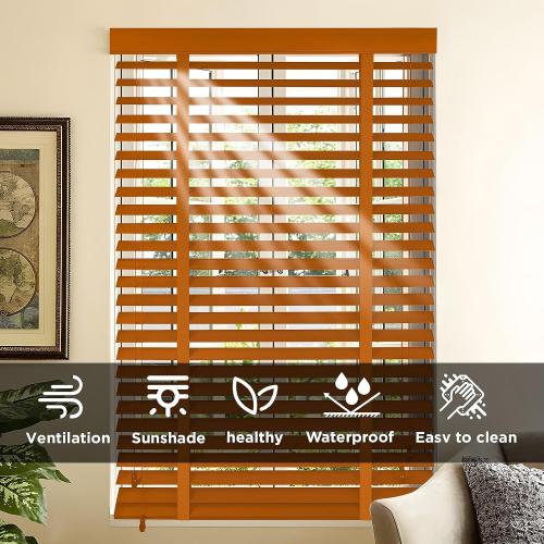 Size 22.5 x 64 Color Brown 2 Slats Wood Blinds for Indoor Windows: Solid Wooden Blackout Blinds & Shades,Black Out Privacy Horizontal Blinds for Home Bedroom Bathroom Living Room Windows and Doors 22.5 WX64 H Light Brown