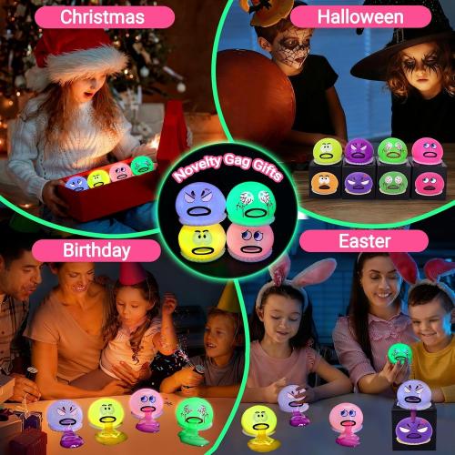 4 Pack Puking and Sucking Slime Ball Fidget Toy, Glow in The Dark Vomiting Stress Balls, Hilarious and Gross Prank Toys Gag Gift, Novelty Sensory Squeeze Toy for Kids Adults
