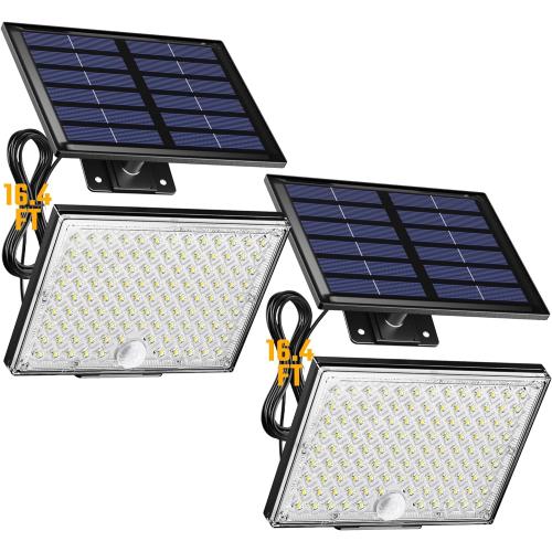 SUPERDANNY Solar Outside Lights with 113 Bright LEDs 7000K, Motion Sensor Outdoor Flood Lights Dusk to Dawn with 16ft Cable IP65 Waterproof, Security Light for Garden Barn Porch 2 Pack
