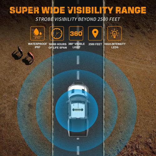 37 104 LED Roof Strobe Light Bar Amber White Emergency Lights | Top Double Side Traffic Advisor Warning Safety Caution Lights Magnetic Mount for Construction Vehicles Plow Trucks Wreckers
