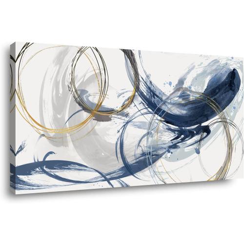 Sxurmtiie Canvas Wall Art Abstract Art Paintings Blue Fantasy Colorful Graffiti on White Background 24inchx48inch Modern Artwork wall Decor for Living Room Bedroom Kitchen…
