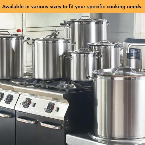 NSF 20 Quart Large Stock Pot with Lid and Basket, 18/8 Stainless Steel Cooking Pot, Commercial Cookware for Soup, Stew & Sauce, Oven Safe & Dishwasher Safe, 11.8D x 12.8W x 11.8H