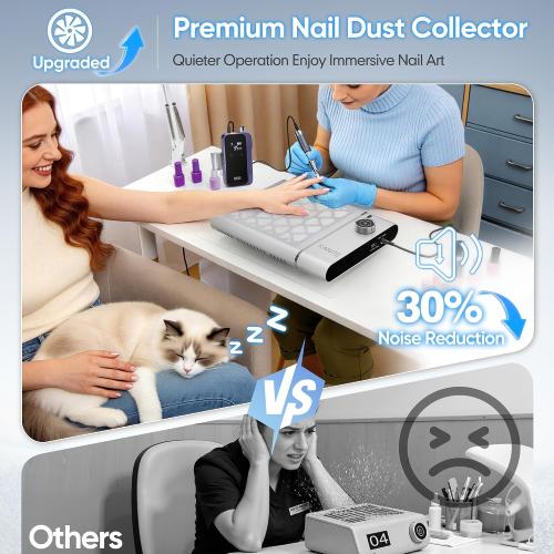 Karite Nail Dust Collector, Upgrade Vacuum Dust Collector with Filter & 30pcs Papers, 5000RPM Power Suction, 6000mAh Rechargeable Dust Collector Nail Tech, Cordless for Easy Use and Cleaning