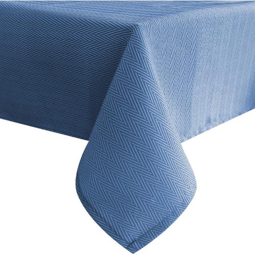 Melodieux Herringbone Jacquard Rectangle Tablecloth Waterproof Holiday Table Cover, Spill Oil Resistant Wrinkle Free for Kitchen Dining Party Tabletop Decoration, 52 x 70, Blue