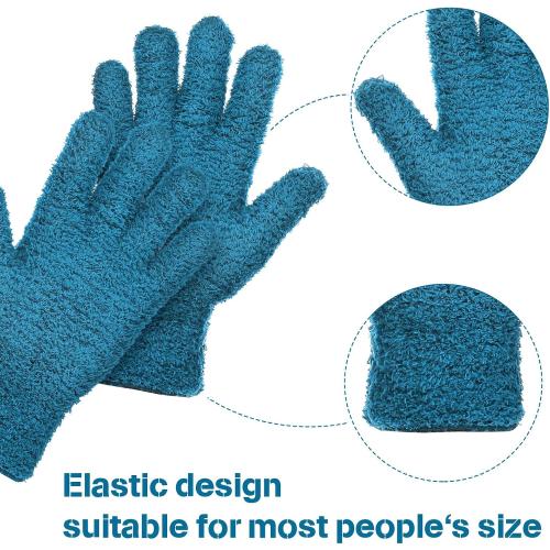 Patelai 2 Pairs Microfiber Gloves for Plants,Blue, Grass Green,X-Large | Plant Dusting Gloves Leaf Cleaning Gloves Mittens for Indoor Plants, Blinds, Furniture, House, Cars, Blinds