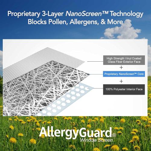 Genuine AllergyGuard® Window Screen – A Do-It-Yourself At Home Kit - Blocks Pollen, Allergens, and More