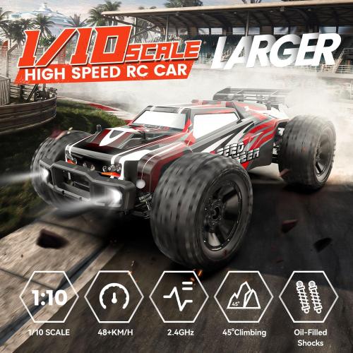 DEERC 9206E DIY Extra Shell 1:10 Scale Large RC Cars,48  KM/H Hobby Grade High Speed Remote Control Car for Adults Boys,All Terrain 4WD 2.4GHz Off Road Monster RC Truck with 2 Battery for 40  Min Play