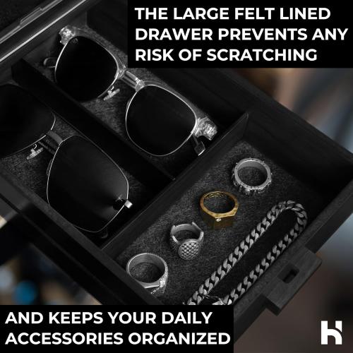 Holme & Hadfield Premium 6-Slot Sunglasses Organizer – Beautiful 360° Views – Handcrafted Wooden Sunglasses Display Case for Multiple Glasses – Luxurious Christmas Gift