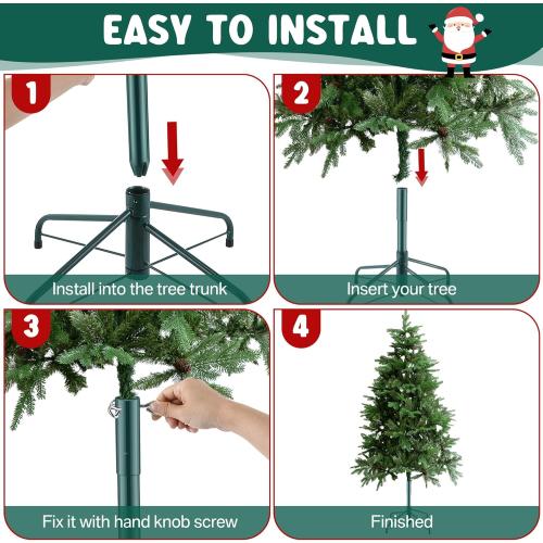 14.8 Christmas Tree Height Extender with 3 Fixing Screws, Fits 0.5-1.25 Inch Tree Poles, Make Christmas Tree Taller for 4.5 Ft to 7.5Ft Artificial Trees, Seasonal Indoor Decor (Green)