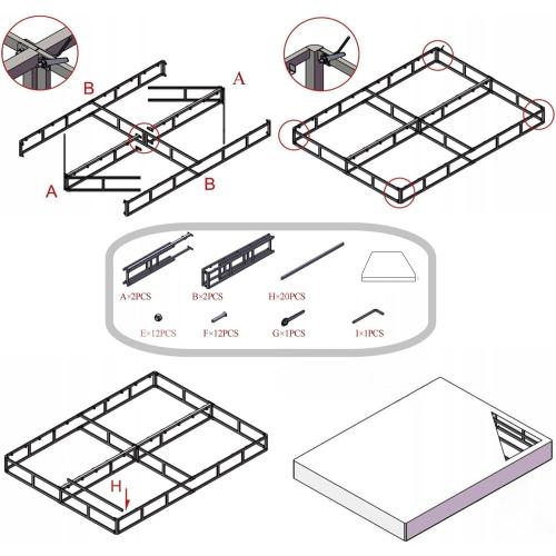 5 inch Low Profile Queen-Size Box-Spring Only, Heavy Duty Metal with Fabric Cover, Easy Assembly, Non Slip, Noise Free