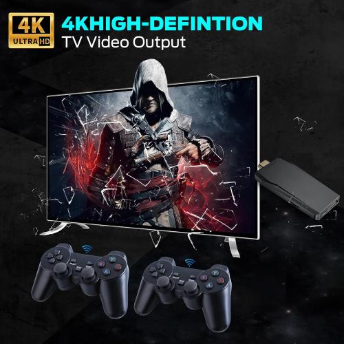 Retro Gaming Console, Retro Game Console, Wireless Retro Game Console, Plug & Play Video TV with 25000  Built-in Games, 4K HDMI Output, and 2.4GHz Wireless Controller, 9 Classic Emulators, Black