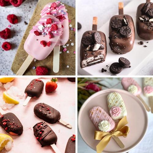 WMKGG Popsicle Silicone Molds Set, 2 PCS Ice Cream Mold(Standard Size/Pink)