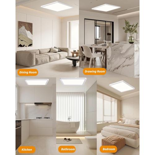 Square Led Flush Mount Ceiling Light,16 Inch 40w 3820lm led Light 3000k,4000k,6000k CCT Selectable,Flat Panel Super Slim Led Ceiling Light Fixture,for Living Dining Kitchen Bedroom Room (2Pack-White)