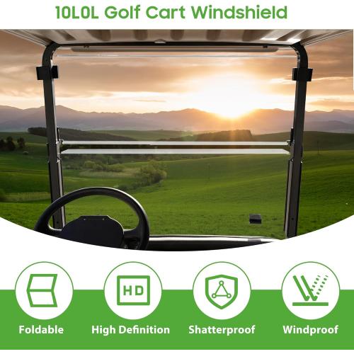 10L0L Golf Cart Windshield for 1995 - 2013 Ezgo TXT & Medalist Models Windshield Replacement with Tinted Foldable UV Protection and Impact Resistant Acrylic Shield (Clear)