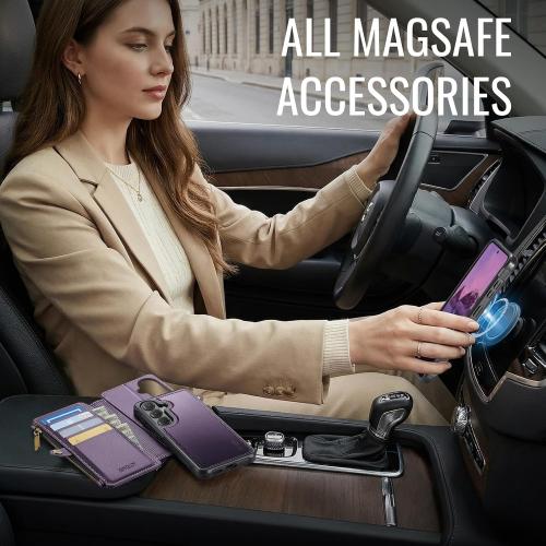 for Galaxy S25 - Phone Case Wallet Magnetic Detachable, Purple