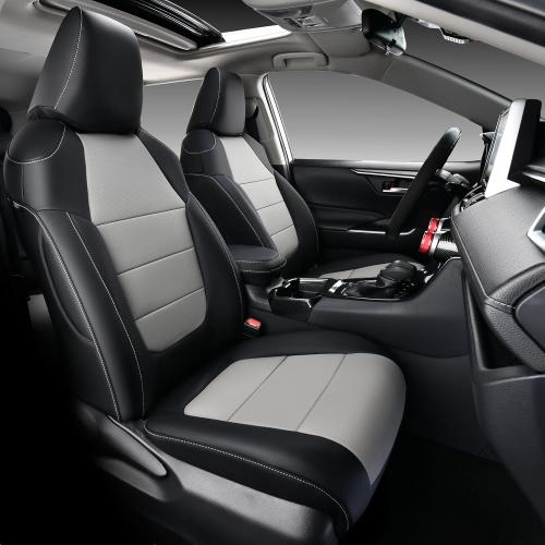 RAV4 Seat Covers, Custom Fit Toyota RAV4 2019 2020 2021 2022 2023 2024 2025, Full Covered Vehicle Accessories Fit for RAV 4 LE, XLE, XLE Premium, Limited - Black & Gray
