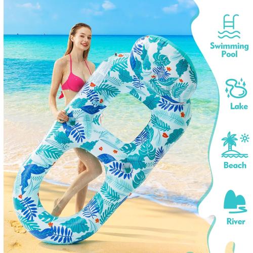 2 Pack Pool Floats Adult Heavy Duty-Adult Pool Float Lounger with Cup Holders, Backrest & Footrest Pool Lounge Float Pool Floaties Rafts for Beach Lake Party(Pink, Blue)