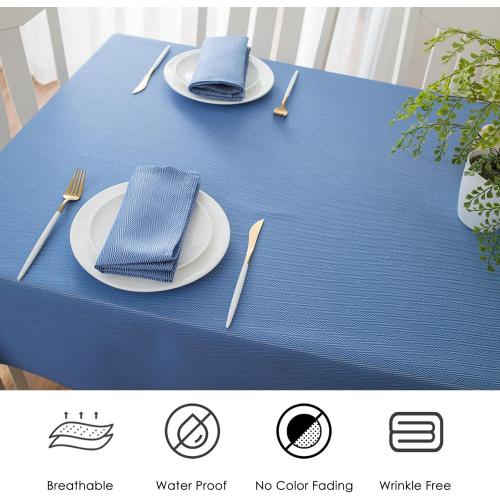 Melodieux Herringbone Jacquard Rectangle Tablecloth Waterproof Holiday Table Cover, Spill Oil Resistant Wrinkle Free for Kitchen Dining Party Tabletop Decoration, 52 x 70, Blue