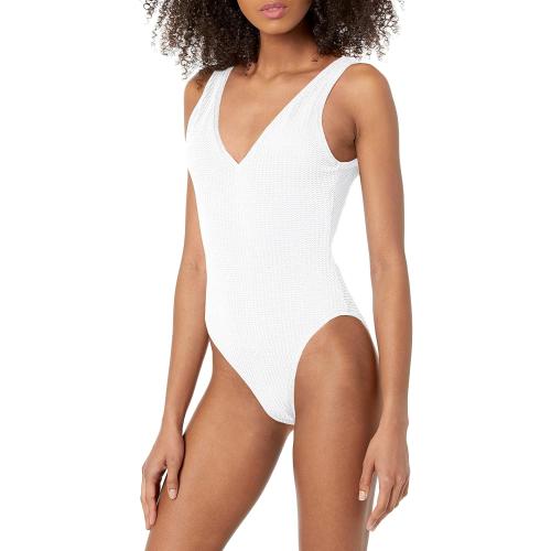 Seafolly Women's Standard Deep V Neck Over The Shoulder One Piece Swimsuit (Size 4)