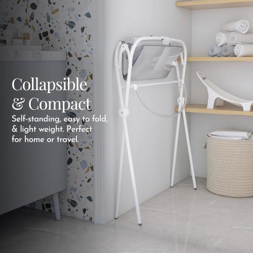 Evolur Supple Baby Spa Set with Infant Bathtub, Hammock Support Seat & Metal Frame, Newborn Tub for 0–12 Months, Complete Baby Care Essentials Gift Set for New Parents, White