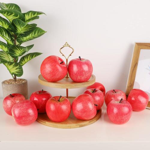 Fake Fruit Artificial Apples, Set of 12 Decorative Fruit Lifelike Faux Apples Realistic Fruits Apple Decorations for Kitchen, Realistic Fake Fruits Party Props Home Decor