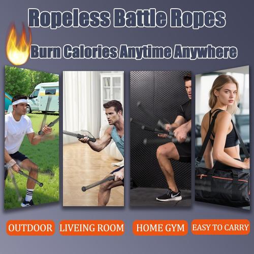 Weighted Ropeless Battle Ropes for Home Gym, Heavy Duty Portable Cordless Battle Ropes for Home and Outdoors，Workout Exercise Rope for Women and Men,2PCS