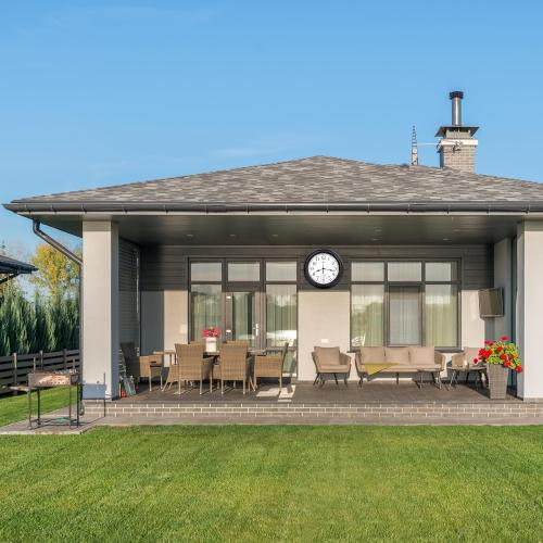 16 Inch Large Outdoor Clock Waterproof with Thermometer Retro Wall Clocks for Patio Pool Garden Home,Bronze