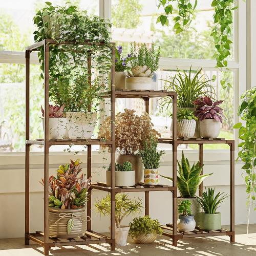 Size 3 tier Bamworld Plant Stand Indoor Plant Shelf Outdoor Wood Plant Rack for Multiple Plants 3 Tiers Ladder Plant Holder for Living Room Patio Boho Home Decor for Gardening