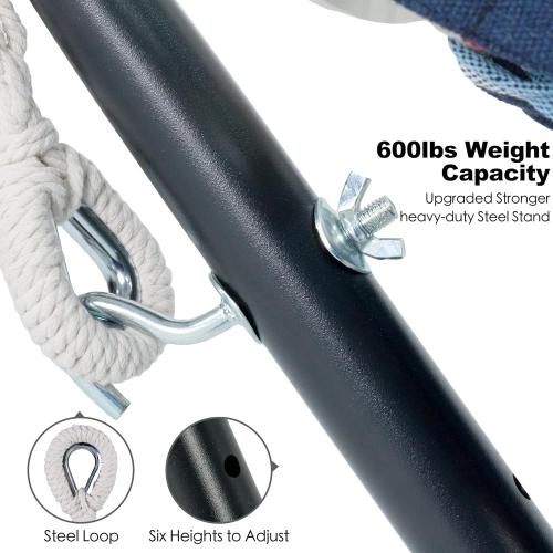 GAFETE Double Hammock with Stand for Outside, Upgraded Spreader Bar, Heavy Duty Space Saving Steel Stand 2 Person, Convenient Pockets, Easy Assembly, 600lbs Weight Capacity, Indoor & Outdoor (Night)‼️light dirt and good condition‼️