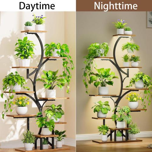 Rhncof Plant Stand with Grow Light: 9 Tiered 54 Tall Large Plant Shelf with Grow Lights - Indoor Plant Shelves Lighted Plant Stand for Indoor Plants, Living Room, Patio, Corner
