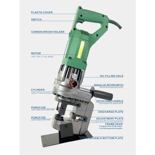 1.2 HP 110V Hydraulic Puncher Electric Hydraulic Punching Tool U-Shaped Steel and Angle Steel Punching Machine,Can be Used for Punching in Steel,Iron,Aluminum,Copper,and Other Sheet Materials. Maybe missing pieces