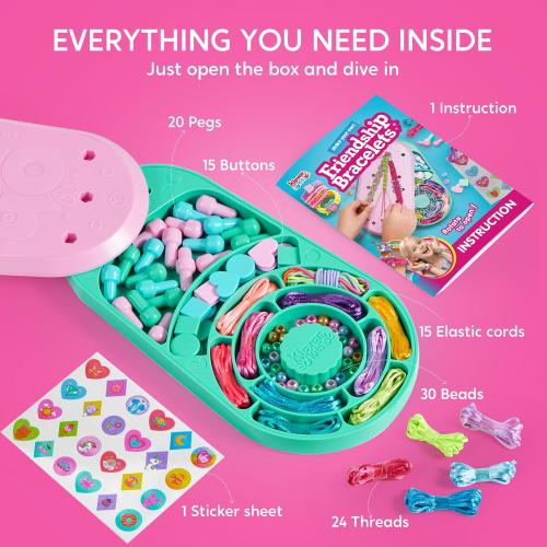 Klever Kits Friendship Bracelet Making Kit, Arts and Crafts for Kids Ages 6-12, Birthday Present for Teen Girl, Children's Jewelry Craft Set, Charm Jewelry Making Kit Supplies, 10 Knot Styles by JOVA