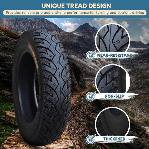 3.50-10 Bike Tire with Dog Paw-Like Depression Anti-Edge Skid Tread 3.50 10 Tubeless Street llantas with Valve Stem, Thickened Wear-Resistant Anti-Skid Pneu 3.5-10 51G 4 P.R. 250KPA Neumaticos