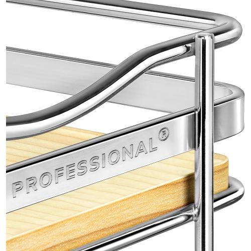 LYNK PROFESSIONAL® Élite™ Pull Out Spice Rack Organizer for Inside Kitchen Cabinets - 6-3/8 inch Wide - Slide Out Drawer – Wood/Chrome Sliding Spice Organization for cabinet - Spice Racks - 2 Tier