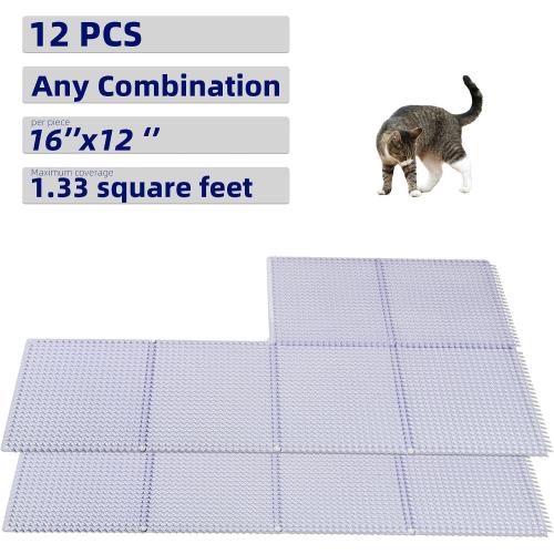 12 Pack Scat Mats for Cats with Interlocking Design, Adjustable Safe Spike Mat for Protective Deterrent, 16x13 Inch Indoor Outdoor All-Season Repellent