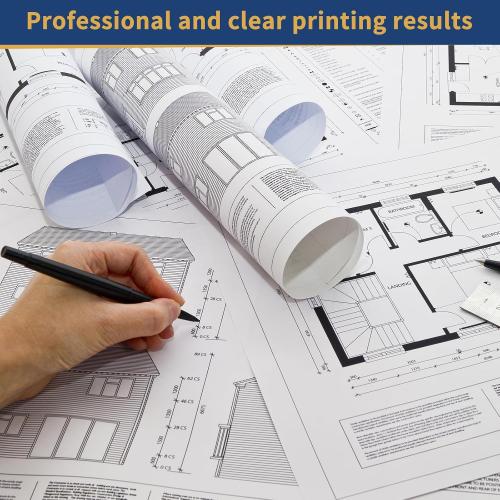 SJPACK Wide Format Plotter Paper Roll - 36 Inches x 150 Feet, 2-Inch Core,Premium Bond Paper for CAD and Inkjet Printing (2-Roll)