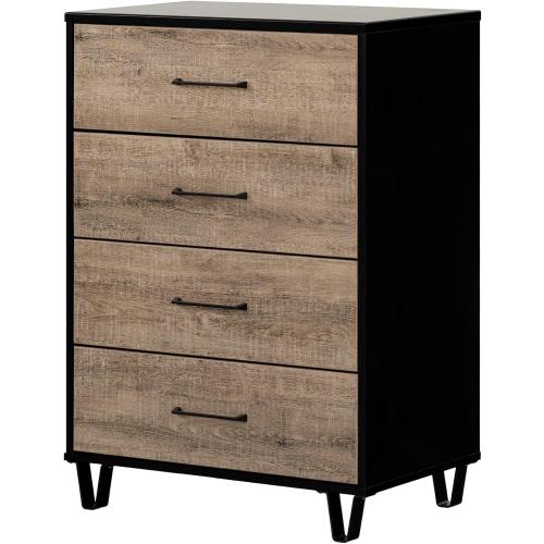 South Shore Arlen 4-Drawer Chest, Weathered Oak and Matte Black
