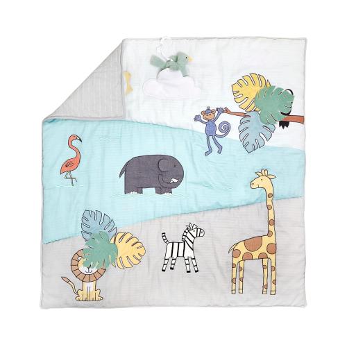 aden   anais Baby Bonding Playmat – Reversible 45” x 45” Cotton Muslin Infant Mat – Foldable Play & Tummy Time Cushion – Sensory Development Toys – Machine Washable - Non Toxic, PVC Free