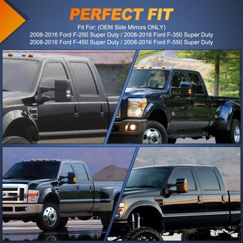 Nilight Side Mirror Marker Light Switchback Amber Turn Signals Lights White Parking Lamp Smoked Lens Plug and Play Compatible With 2008-2016 Ford F250 F350 F450 F550 Super Duty