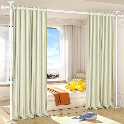 AKTOP Room Divider Curtain Rod, No Drill Tension Rod for Privacy, White