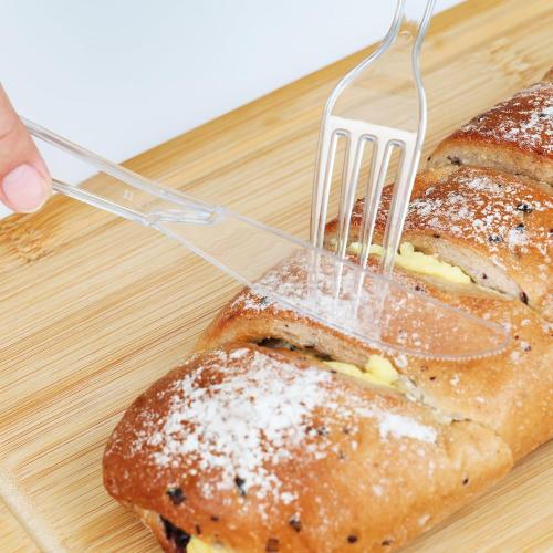 SACATR 100 Count Disposable Plastic Forks,Heavy Duty Plastic Forks, Clear Plastic Silverware, BPA-Free, Heat Resistant, Suitable for Parties, Events and Everyday Use