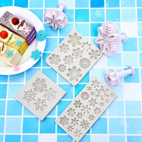 Patelai 6 Pcs 3D Snowflake Silicone Mold Christmas Snowflake Fondant Mold
