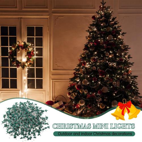 500 Pieces Christmas Replacement Bulbs Christmas Mini Light Bulbs 2.5 V 0.425 Watt 0.17 Ampere Replacement for String Lights Outdoor Decorations Supplies(Green Base, Warm White)