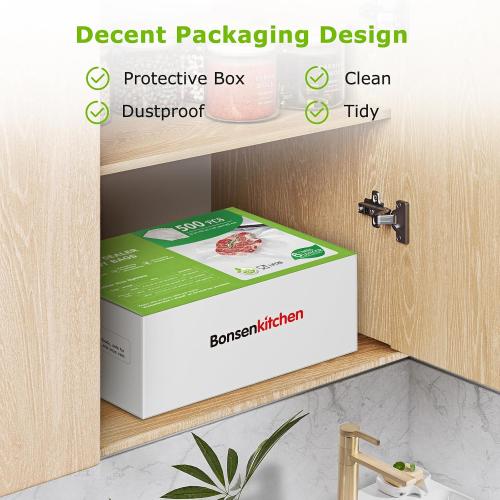 Bonsenkitchen Precut Vacuum Sealer Bags, 500 Pint 6 x 9 Food Sealer Bags | Commercial Grade, Heavy Duty, Customized Size Vacuum Bags for Vac Storage, Meal Prep or Sous Vide Cooking