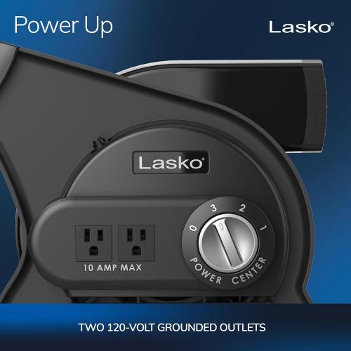 Lasko Portable Utility Fan, 12” 289 CFM Pivoting High Velocity Air Mover Blower Fan, 3 Speeds, 2 Accessory Outlets 120V, Black, U12104 NEEDS CLEANING