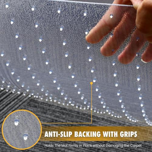 BesWin Office Chair Mat for Carpet,  32 x 48 Heavy Duty Hard Computer Desk Chair Mat for Carpeted Floors, Anti-Slip Carpeted Floor Protector for Home Office, Smooth Glide, Ship Flat